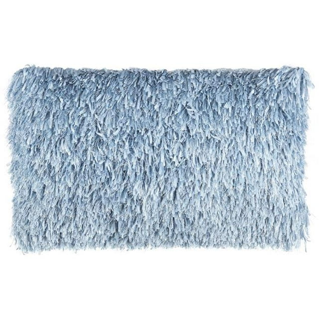 HomeRoots 386428 Long Ocean Blue Shag Throw Pillow