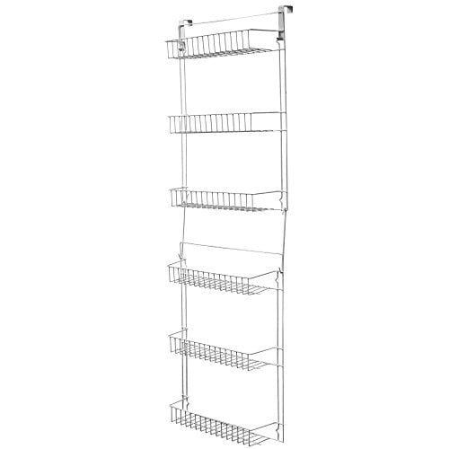 Lavish Home (White) 6-Tier Adjustable Pantry Shelves And Door Rack For Home Organization And Storage, (L) 19€ X (W) 5€ X (H) 56-64"