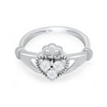 thumbnail image 3 of AFFY Round Cut White Natural Diamond Accent Claddagh Ring In 14k White Gold Over Sterling Silver-13, 3 of 6