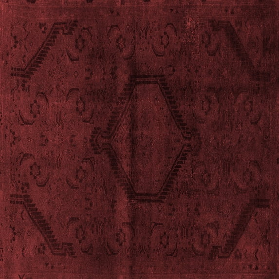Ahgly Company Machine Washable Indoor Square Oriental Red Modern Area Rugs, 8' Square