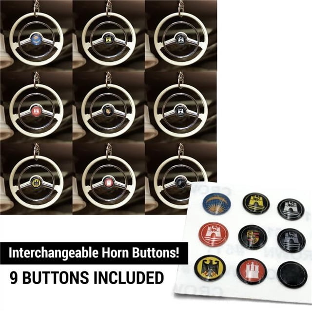 KaferLab 789349 Large Horn Button 9 Piece Set for Volkswagen Steering Wheel Keychain - 6 mm - Aircooled