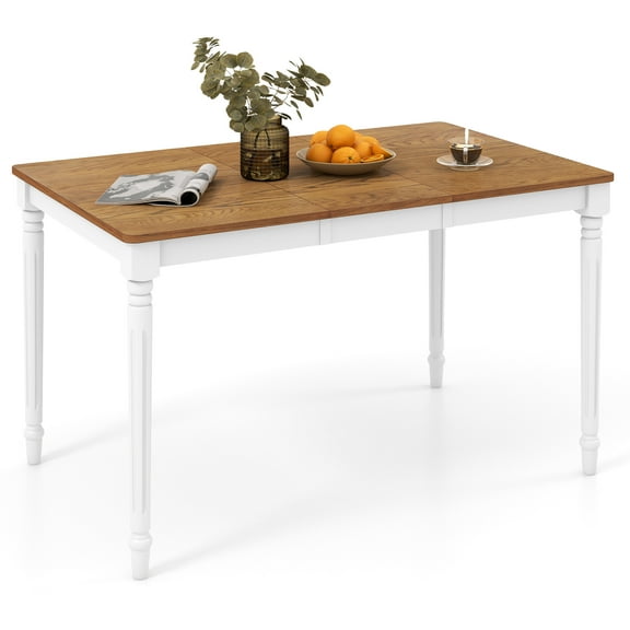 Gymax Extendable Dining Table Folding Kitchen Table for 4-8 People w/ Rubber Wood Legs