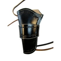 Leather Holster Long Barrel Revolver Pistol Fit Barbed Tooled Black - Left Hand