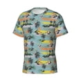 thumbnail image 3 of Yiaed Hawaiian Style Print Mens Short Sleeve Tight Fit T-Shirt, Crewneck Casual Tee-Small, 3 of 5