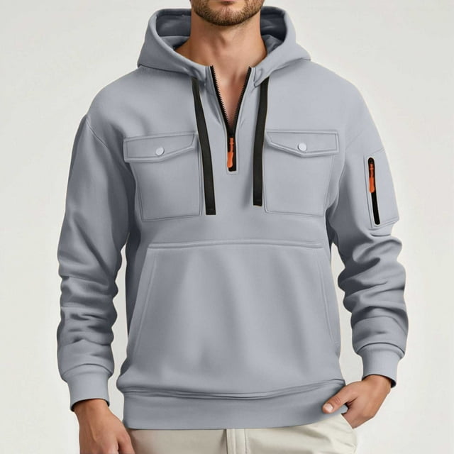 MHFRRA Sudadera con Capucha y Bolsillo para Hombre, Estilo Informal, con Forro, Cómoda y Ligera, para Actividades Al Aire Libre Gris claro