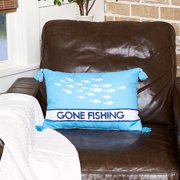 Gone to the Lake Embroidered Decorative Pillow