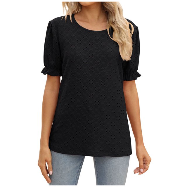 Birdeem Mode Femmes Été Col Rond Uni Manches Courtes Aguichant Haut Blouse