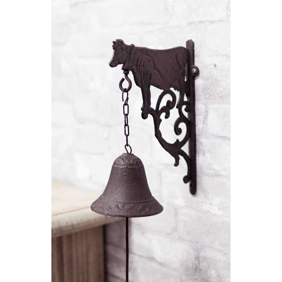 Cast Iron Rustic Western Farmhouse Holstein Cow Door Wall Dinner Yard Bell Decor
