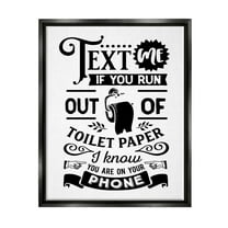 Stupell Industries Text For Toilet Paper Vintage Text Bathroom Sign Graphic Art Jet Black Floating Framed Canvas Print Wall Art, Design by Lettered and Lined