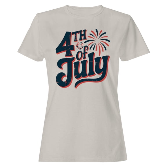 Smartprints 4th of July Retro Fireworks Women's T-shirt, Ice Grey, S