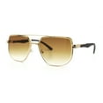thumbnail image 6 of Mens Luxury Mobster Beveled Edge Lens Metal Rim Fashion Sunglasses Gold - Brown, 6 of 7