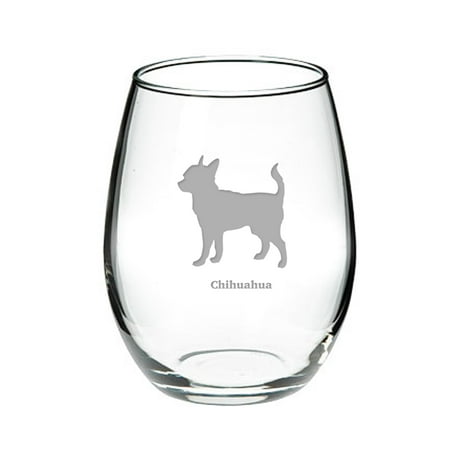 

Chihuahua Deep Etched Stemless Red Wine Glass