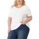 thumbnail image 4 of Camisas de punto de mujer de tallas grandes Agnes Orinda, de manga corta, cuello redondo, top casual blanco 1X, 4 of 6