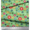 thumbnail image 2 of Soimoi Green polyester Crepe Fabric Dots & Aster Floral Print Fabric by Yard 52 Inch Wide, 2 of 3