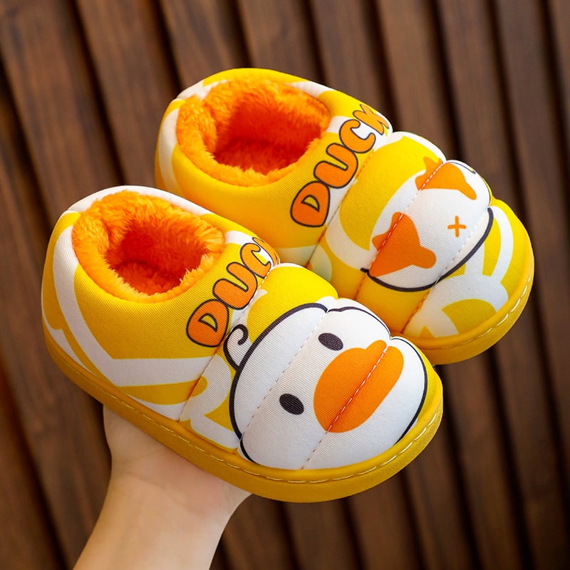 Boys Girls Slippers Cozy Plush Winter Warm Cotton House Slipper Toddler Kids Cute Indoor Non Slip Shoes 24 25 Yards Yellow 2