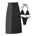 thumbnail image 1 of E8BF-traje de baño con falda para mujer, bañador Sexy de Color negro, conjunto de correa delicada, ropa de playa informal y fina, 1 of 5