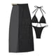 thumbnail image 1 of E8BF-traje de baño con falda para mujer, bañador Sexy de Color negro, conjunto de correa delicada, ropa de playa informal y fina, 1 of 5