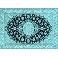 thumbnail image 1 of Ahgly Company Indoor Rectangle Medallion Light Blue Traditional Area Rugs, 2' x 5', 1 of 4