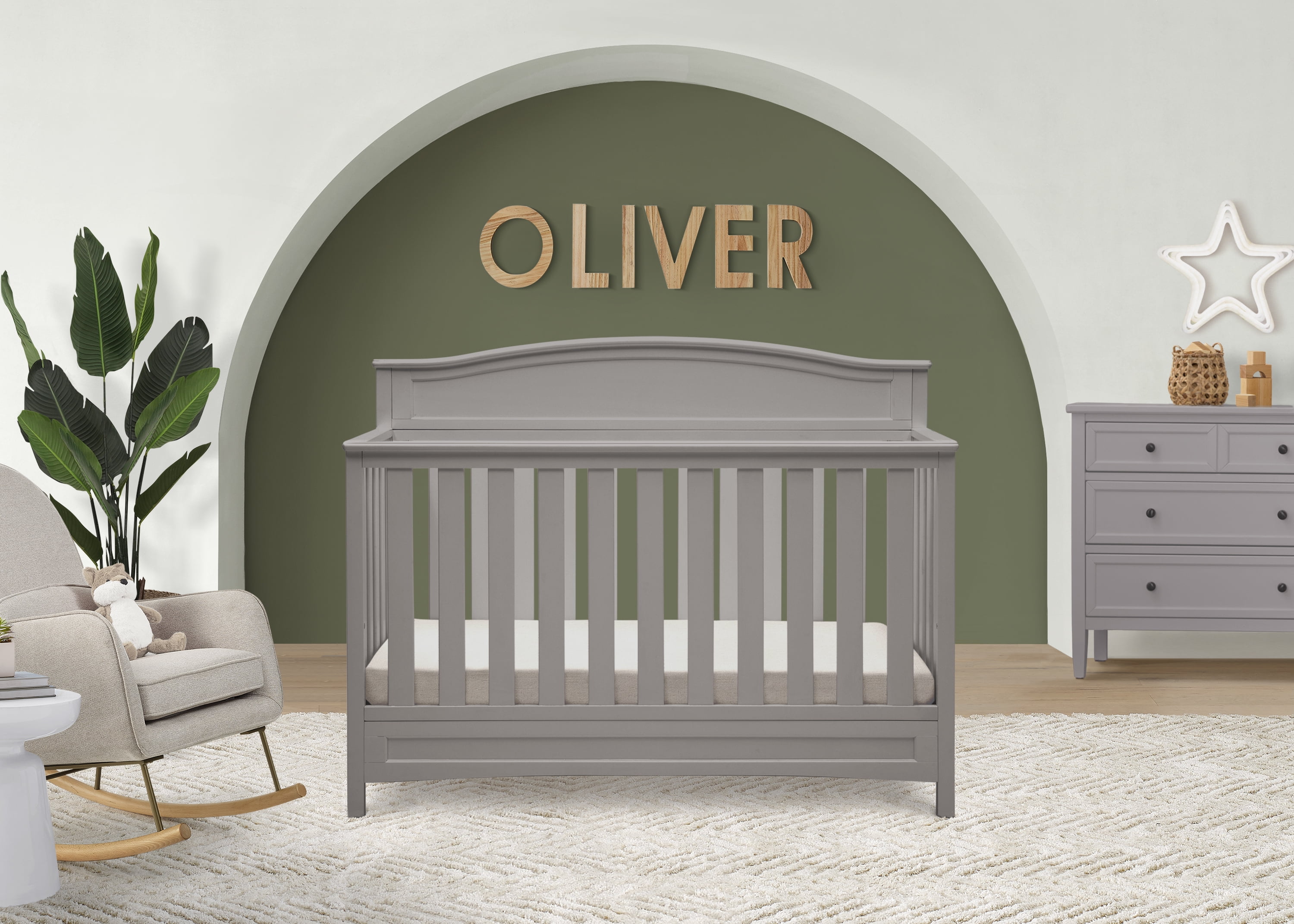 Delta Children Emery 4-in-1 Convertible Baby Crib - Greenguard Gold Certified - Converts to Toddler Bed, Daybed, Full Size Bed - 3 Adjustable Heights - Easy to Assemble Wooden Crib, Grey