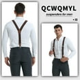 thumbnail image 5 of QCWQMYL Men's Suspenders Braces Leather Strap Father/Husband's Gift 6 Buttons Brown, 5 of 6