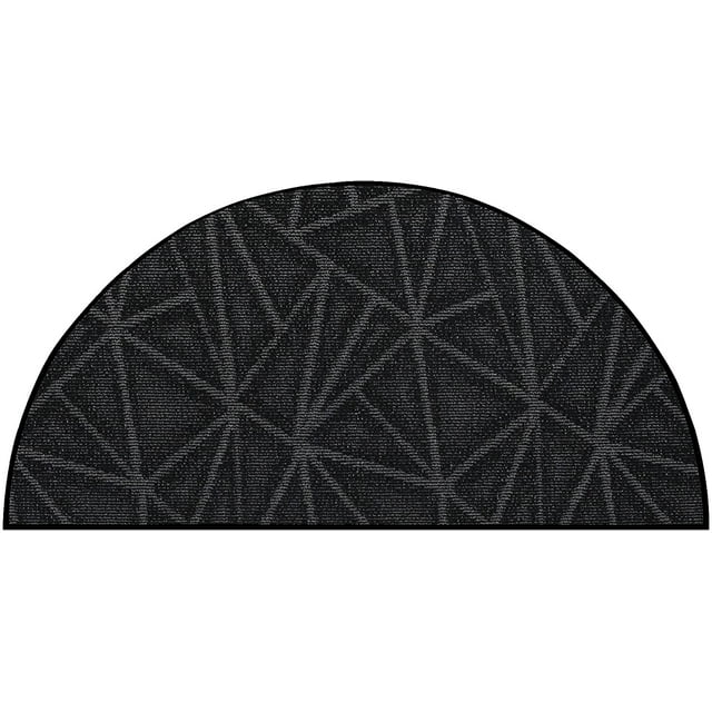 Indoor Outdoor custom size area rugs made in USA pattern Geometrical comes in Ten colors and Nine shapes rectangular,round,square,runners,oval,half round - Black, 60" x 120" Half Round Area Rugs