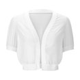 thumbnail image 5 of JGGSPWM Women Shrug Soft Chiffon Open Front Sheer Half Sleeve Cardigan for Evening Dress White XXL, 5 of 7