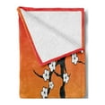 thumbnail image 2 of Flower Landscapes Soft Flannel Fleece Throw Blanket, Silhouette of a Japanese Sakura Tree, Cozy Plush for Indoor and Outdoor Use, 50" x 70", Yellow Vermilion, by Ambesonne, 2 of 5