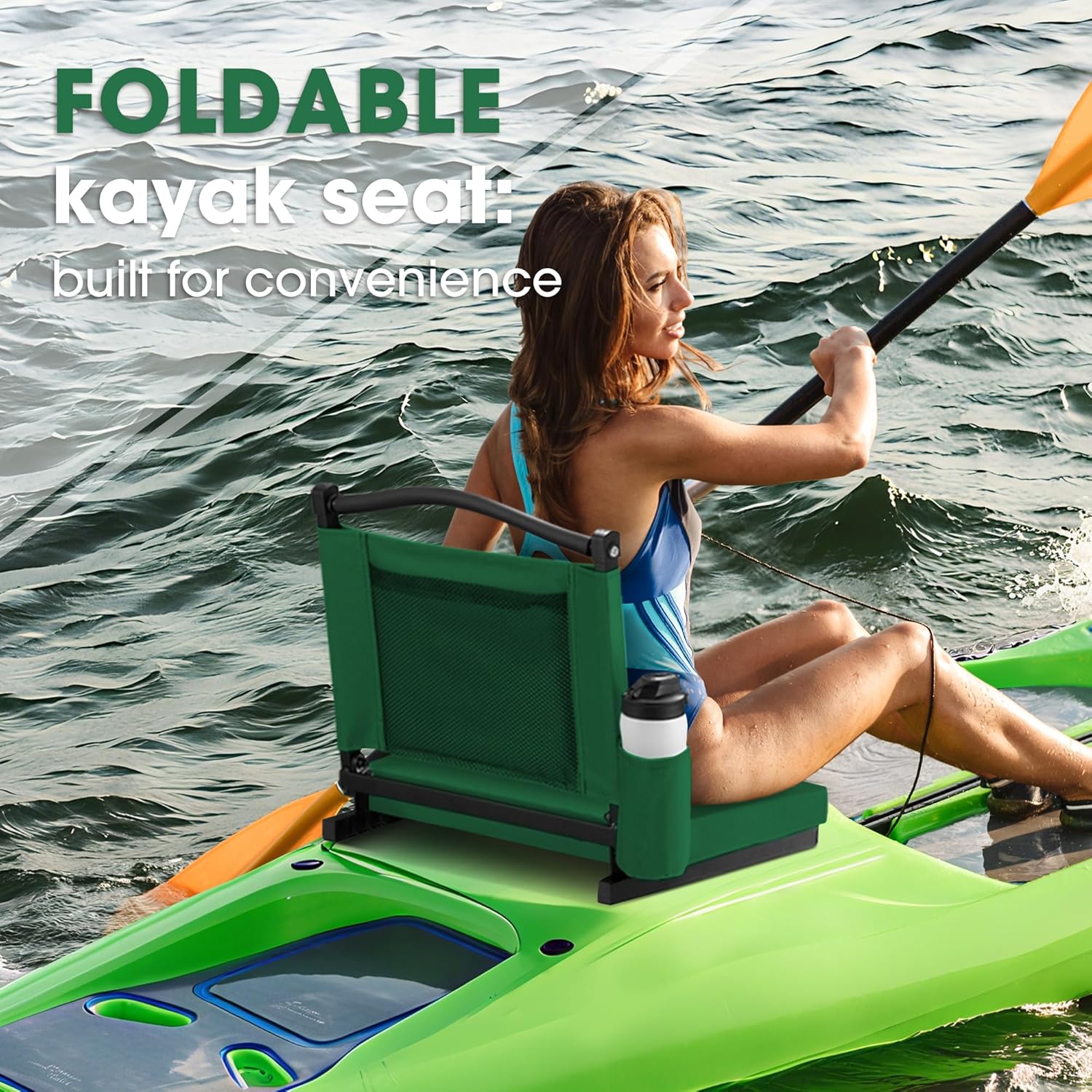 Kayak Seats with Back Support & Adjustable Shoulder Straps - Universal Padded Kayak Seat Cushion & Paddle Board Seat for SUP, Canoe, Fishing Boats (Hunter Green)
