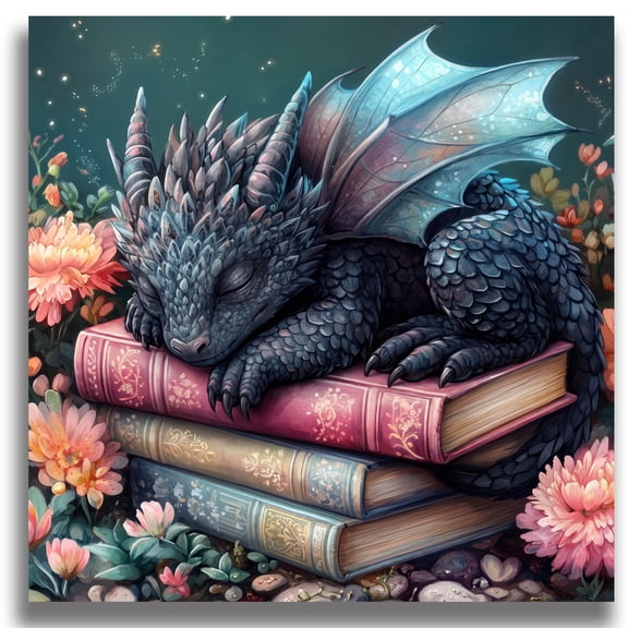 Mosflare Dragon Diamond Painting Kit for Adults,14x14 inch,HD Canvas Round Rhinestone Gem Art,DIY Craft Home Wall Decor and Gift