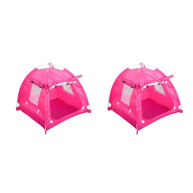 Greeniant tienda de campaña para mascotas al aire libre cama plegable portátil cachorro perrera jaula impermeable pequeños perros medianos L/Rojo rosa 2Conjunto