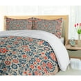 thumbnail image 5 of Ambesonne Paisley Duvet Cover Set, Floral Ornate Pattern Cultural Folk Persian Middle Eastern, Decorative 3 Piece Bedding Set with 2 Pillow Shams, Queen Size, Night Blue Orange Tan Queen Night Blue Orange Tan, 5 of 7