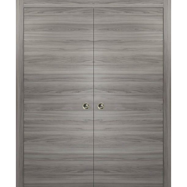 Sartodoors Modern Double Pocket Closet Doors 36 X 80 Gray, Sliding Closet Doors 36 X 80