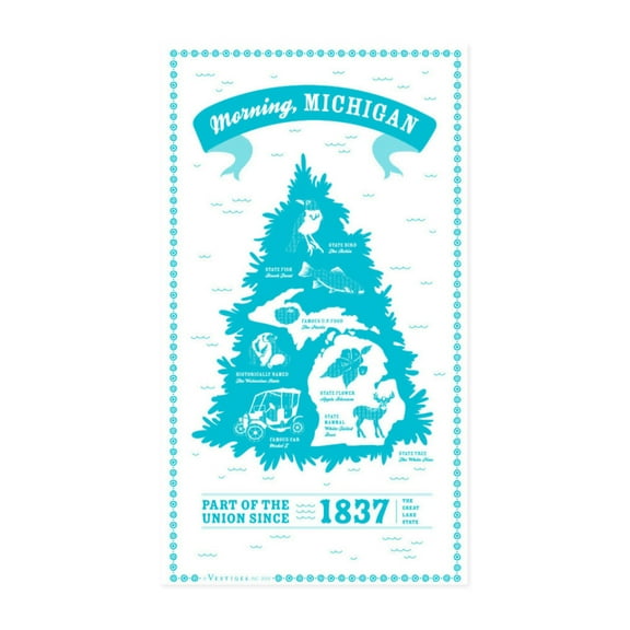 Vestiges Michigan State Souvenir Tea Towel 21.5" x 32" Eco-Friendly