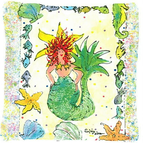 14 x 14 in. Mermaid Decorative Fabric Pillow