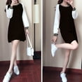 thumbnail image 2 of Wuffmeow Women Color Blocks Mini Dress O-Neck Sweater Long Shirt Casual Long Sleeve Pullove Dress, 2 of 5