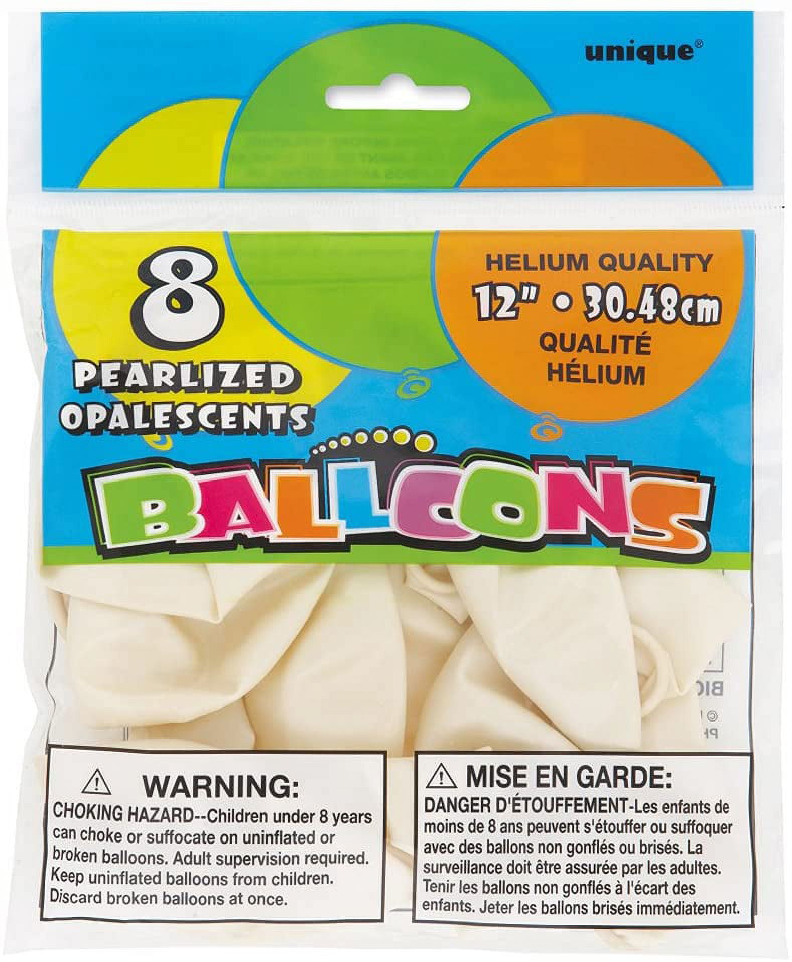 12"  White Balloons 8ct