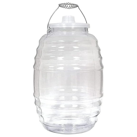 5 Gallon Vitrolero Mexican Jug with Lid - Aguas Frescas Dispenser, Clear Plastic Beverage Container for Parties - 20L Reusable Pitcher with Handle