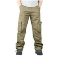 thumbnail image 2 of successthop Cargo Pant Elastic Waist for Men Solid Workwear with Multiple Pockets Straight Casual Trousers, 2 of 5