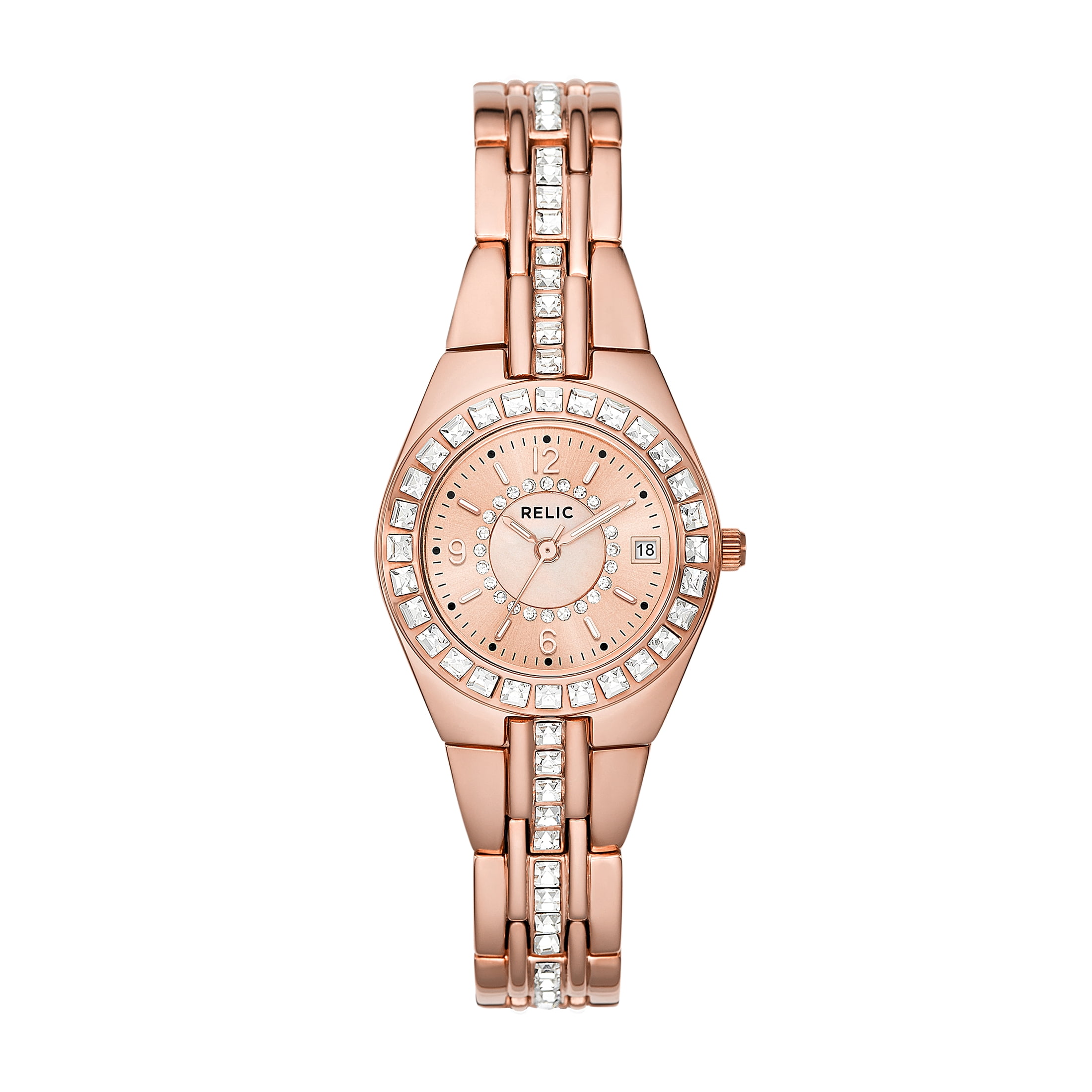 Relic Women Silver Pink Analog Quartz Fossil Queen\'s Court Bracelet Luxury Watch NWT RELIC QUEENS COURT PINK AND SILVER WATCH main image 3