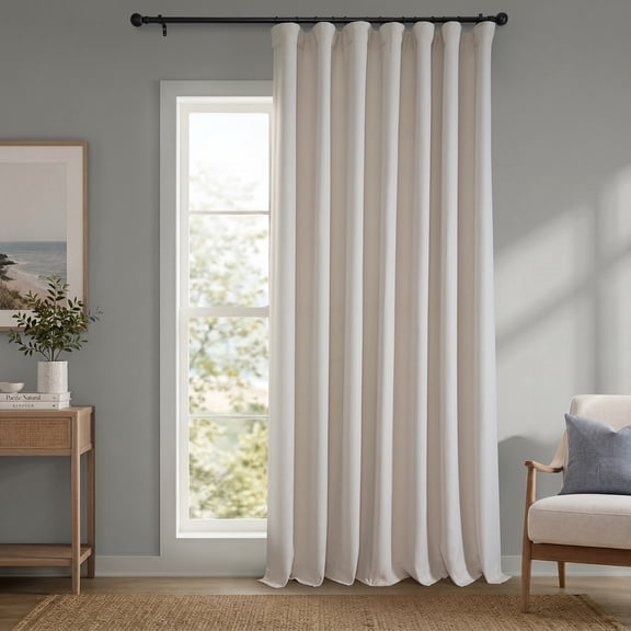 HPD Half Price Drapes Birch Taupe Extra Wide Faux Linen Room Darkening Curtains for Bedroom & Living Room Curtains (1 Panel), Door & Window Curtains 120 inches long, Rod Pocket curtains, 100W X 120L
