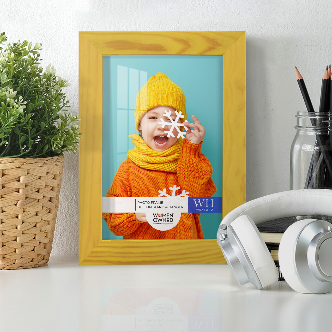 Woodgrain 5 in. x 7 in. Sunflower Yellow Picture Frame Set (Set of 4)