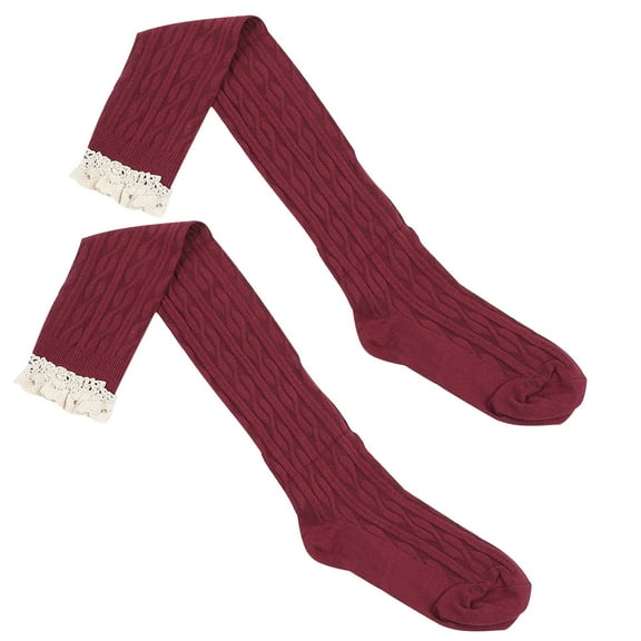 PBPBOX 1 Pair Breathable Cotton Lolita Sock Dark Red for Young Girls