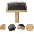 thumbnail image 3 of Sheepskin Rug Brush Needle Comb Wooden Handle Pet Grooming Sheepskin Grooming Brush Wool Carelog1pcs 26-27s, 3 of 5