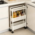 thumbnail image 4 of Horivan 3 Tier Rolling Utility Cart Narrow Storage Shelves With Wheels For Snack Pantry, 4 of 6
