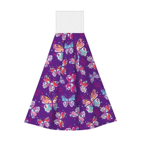 

Sikiie Bright Butterflies Hand Towel with Loop Hanging Towel Absorbent Tie Towels for Kitchen Tea Bar Bathroom Decor