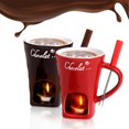 thumbnail image 1 of 2Pcs Personal Chocolate Fondue Mugs with Forks, Multi-Purpose Fondue Coffee Cup, Melting Fondue Mug for Chocolate Cheese Butter, Chocolate Fondue Mug (Brown+Red), 1 of 1