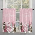 thumbnail image 2 of Pink Christmas Tree Kitchen Curtain 2 Panels Curtains 45 Inch Length, Winter Xmas Tree Snowflake Curtains Rod Pocket Curtains Window Drapes Treatment Window Cafe Curtains, 2 of 5