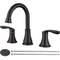 JERFIT 8 inch Widespread Bathroom Faucet, Oil Rubbed Bronze 2-Handle Vanity Sink Faucet with 360° Swivel Spout, Pop-Up Drain & cUPC Certified Hoses