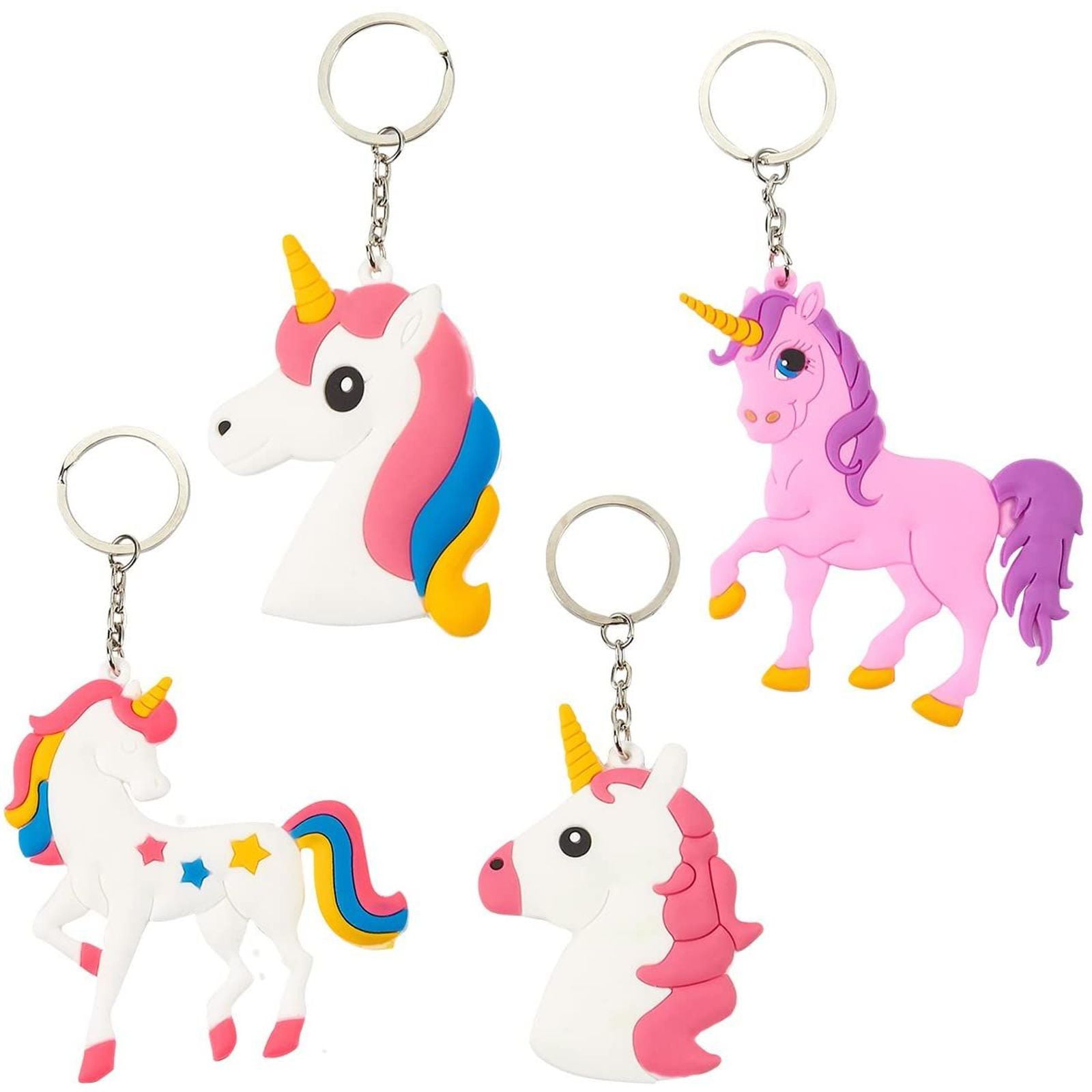 12pcs Mini Unicorn Rainbow Pony Keychain Gift Favors Stocking Stuffers BULK 