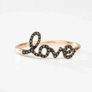 SAMAYA 1Ct Round Cut Lab Created Black Diamond Love Valentine Ring 14k Rose Gold Plated